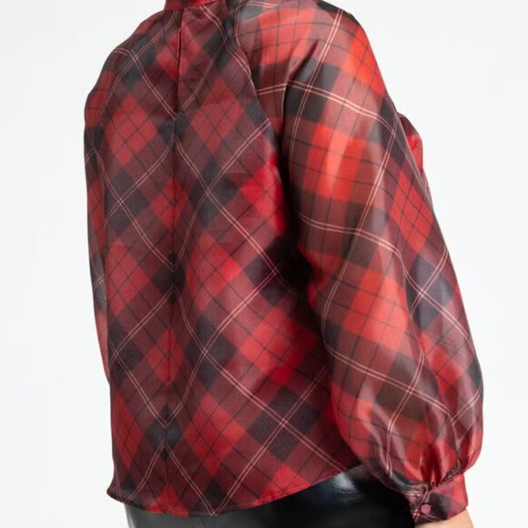 eloquii mock neck plaid blouse - Picture 3 of 6